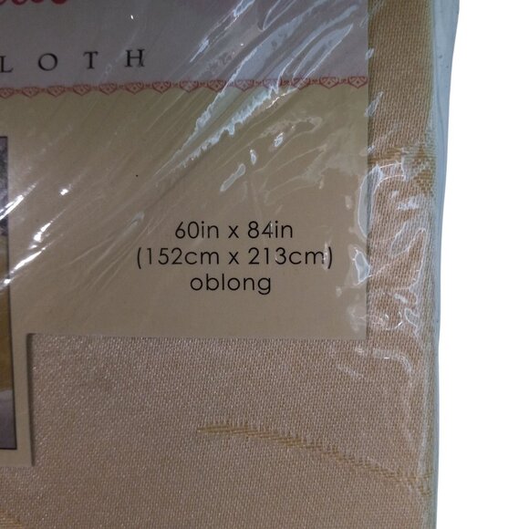 Spring Meadow Damask Tablecloth 60"x84" Oblong Yellow Floral Vintage NEW - Picture 3 of 9